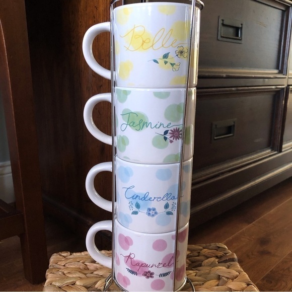 Disney Princess set of 4 stackable ceramic mugs with stand - Picture 7 of 9